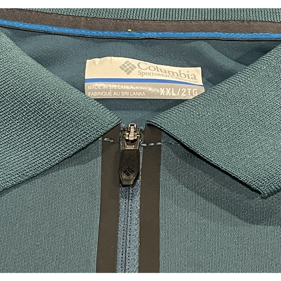 Columbia Omni Freeze Shirt Mens Large Teal 1/4 Zip Short Sleeve Polo Active - Picture 5 of 10